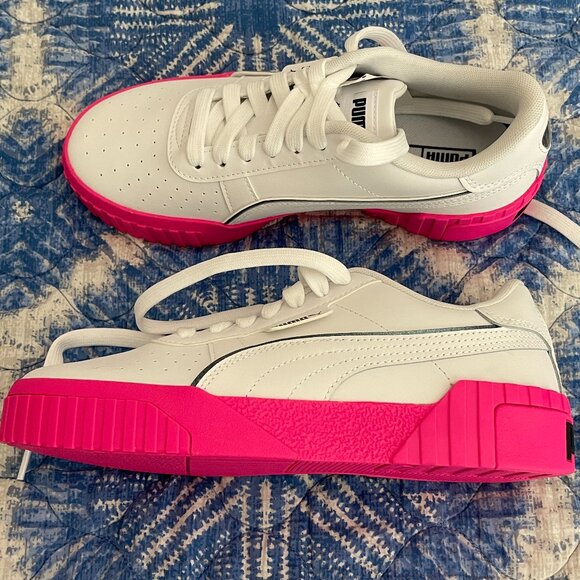 New NNB Puma Cali Cosmic Girl Pink & White Youth Size 7 Sneaker Thick Sole - Picture 1 of 4